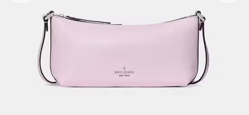 Kate Spade New York Pink Pebbled Shoulder Bag Adjustable Strap Zip Logo Accent