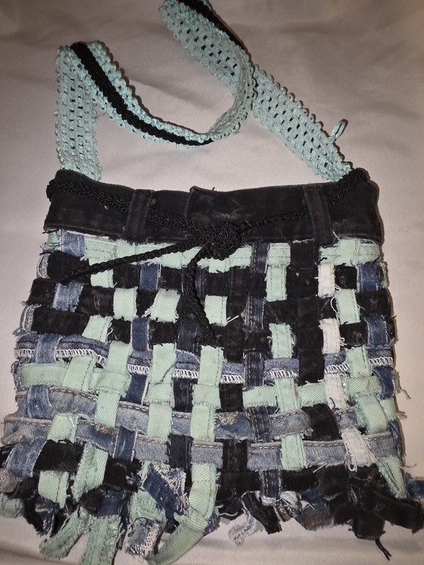 Handmade Denim Jean Quilted Look Handbag Purse Shoulder Bag