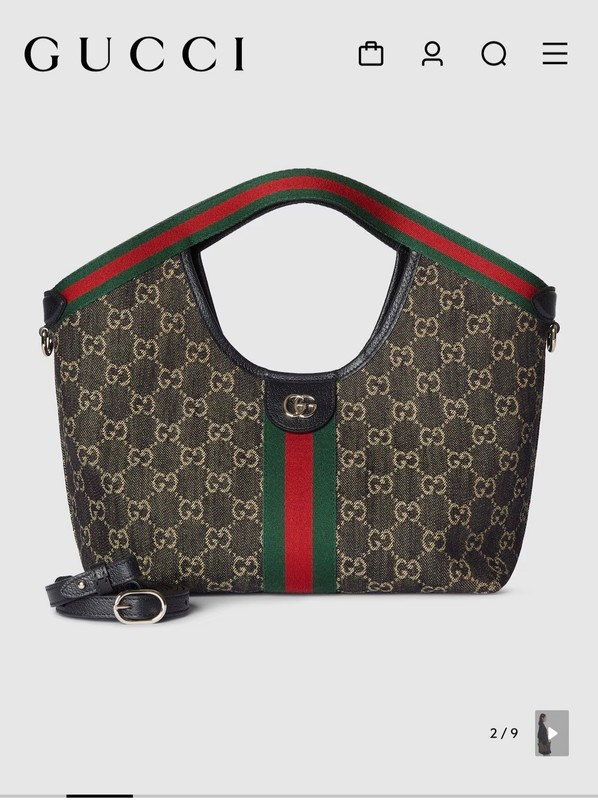 Gucci Giglio small tote bag in hard to find black denim