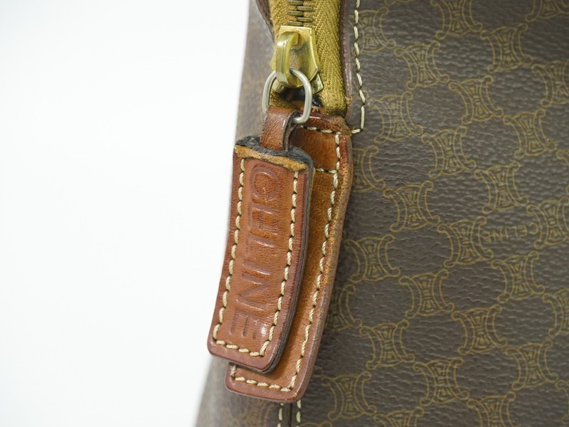 CELINE Macadam PVC Handbag Brown Gold gallery