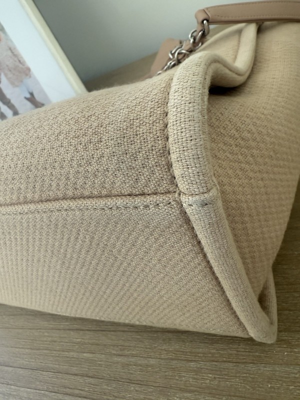 Authentic Chanel Mixed Fibers Medium Deauville Tote Beige gallery