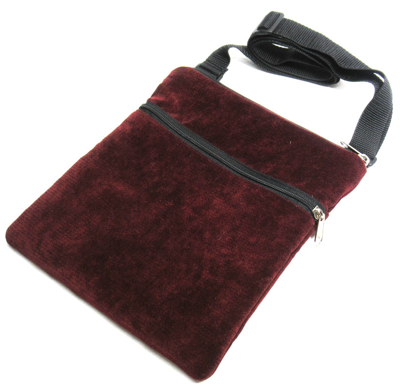 Burgundy Ultra Suede Crossbody Handbag Medium Zip Pockets Lined Adjustable Strap