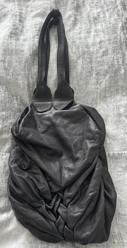 $ 750 RARE FULLUM & HOLT BLACK LAMBSKIN LEATHER CUBIST SHOULDER BAG NEW LARGE