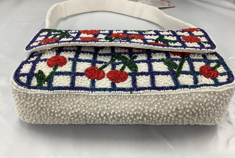 Made in India Beaded Shoulder Handbag Cherry Design See Description/Images gallery
