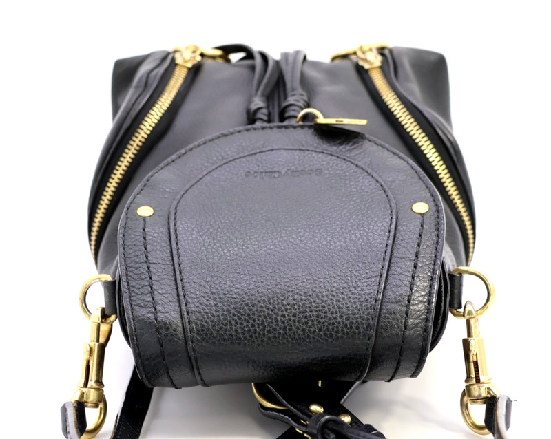 SEE BY CHLOÉ Backpack 2Way Shoulder Bag Black Leather Compact Authentic gallery