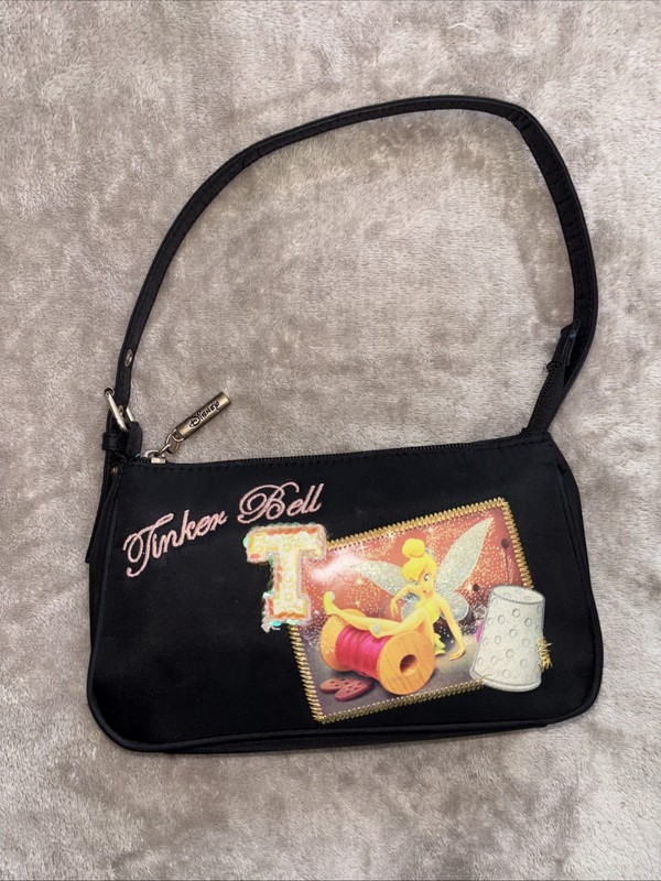 Disney Tinker Bell Y2K Black Sequin Shoulder Bag