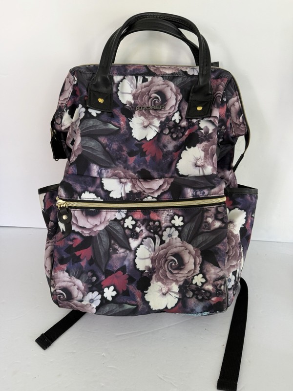 KROSER Laptop Backpack Floral Doctor Bag Style Travel School Business Wide Open