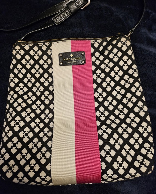 Kate Spade Crossbody Signature Bloom Jaquard Black Heritage Stripe Vintage Bag gallery