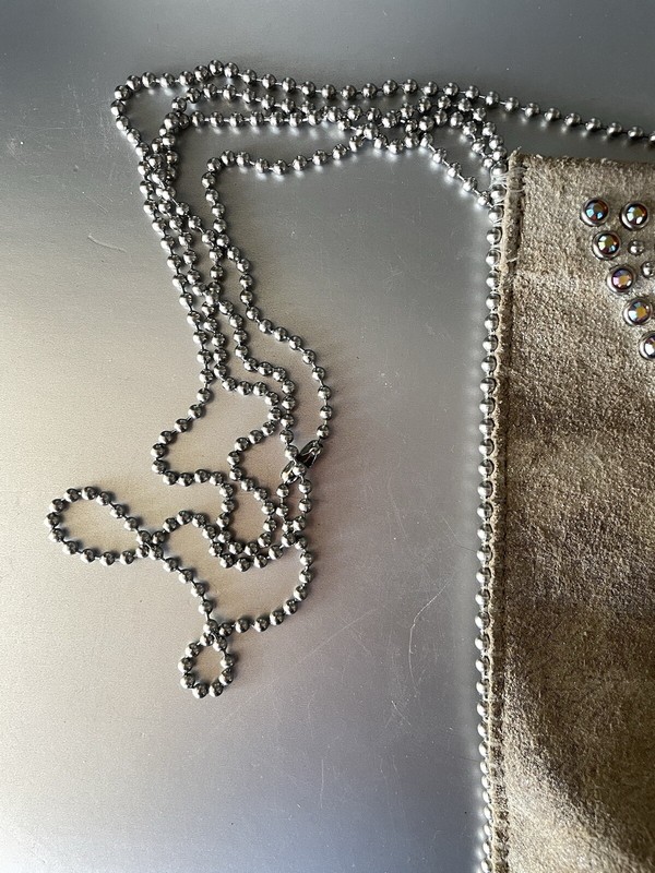 Leatherock Distressed Gold/Silver Painted Leather & Rhinestone Cell Pouch gallery