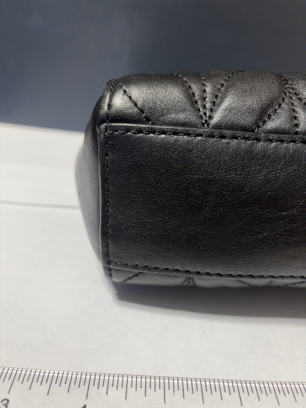 Kate Spade New York Black Leather Leaf Quilted Flap Shoulder Bag Gold Chain gallery