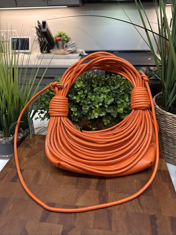 Crossbody Shoulder Handbag Mini Tote with Zipper Evening Leather Bag Orange