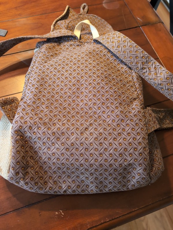 Taaluma South African Drawstring Backpack, Brown Patterned Fabric gallery