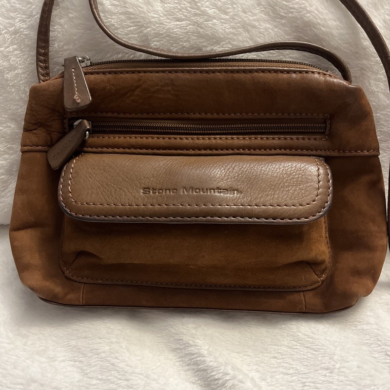 Stone Mountain Brown Bonded Leather Crossbody Purse Suede Leather Small