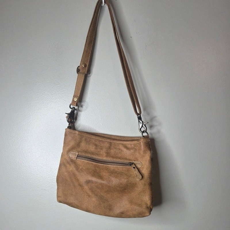 Myra Canvas Upcycled Cowhide Crossbody Bag Western Boho Leather Purse gallery