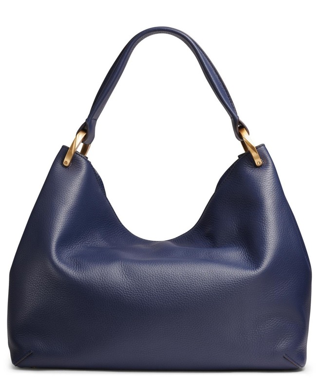 $388. Donna Karan N Y Glenwood Leather Shoulder Bag Tassel Detail Dark Night gallery