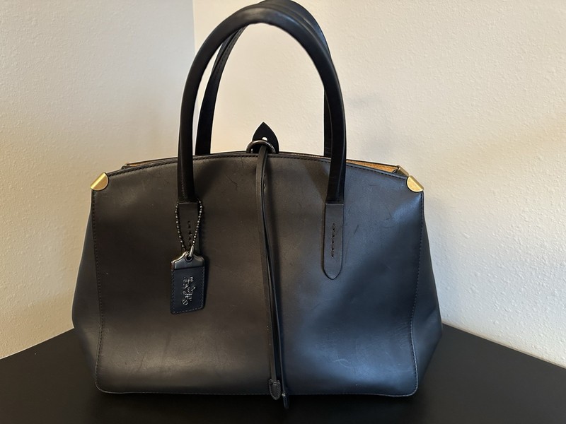 Coach 1941 LARGE Cooper 22821 Black Leather Three Compartment Satchel