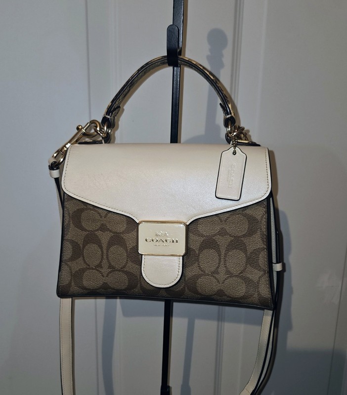 Coach Signature Logo “Pepper” Small Satchel Top Handle Crossbody, Gold