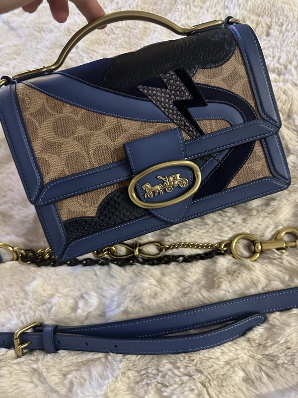 COACH Riley Top Handle 22 Runway Thunderbolt Mixed Leather Crossbody NEW! RARE!