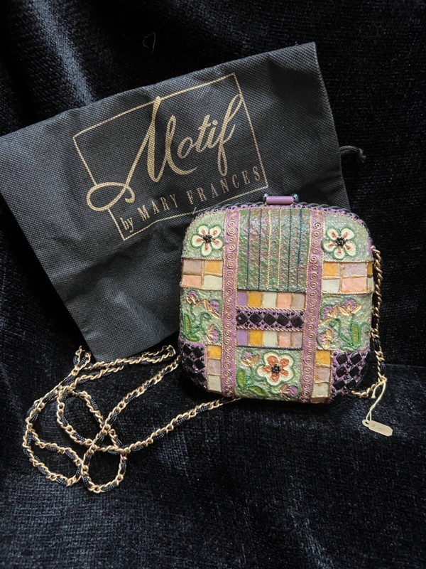 Mary Frances Motif Hard Case Shoulder Purse, NEW With Tags, Original Dust Bag