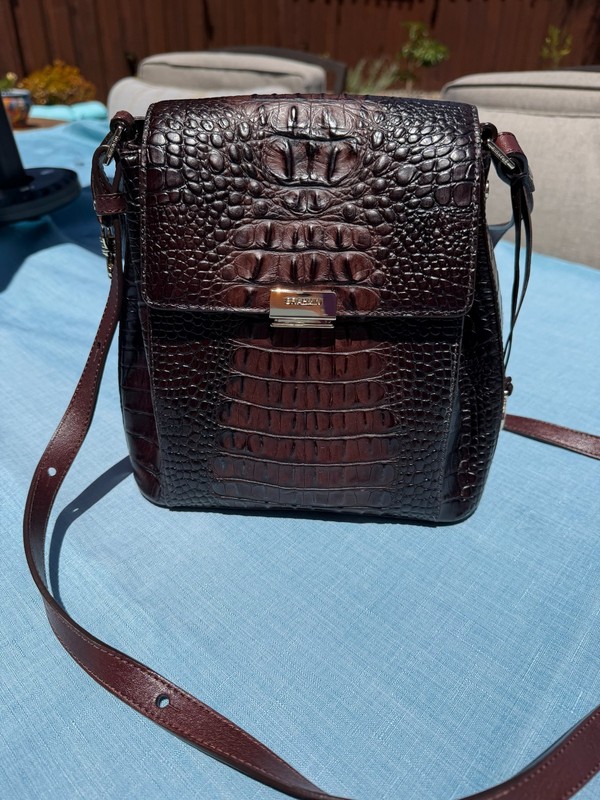 Brahmin Margo Cocoa Melbourne Embossed Leather Crossbody Bag