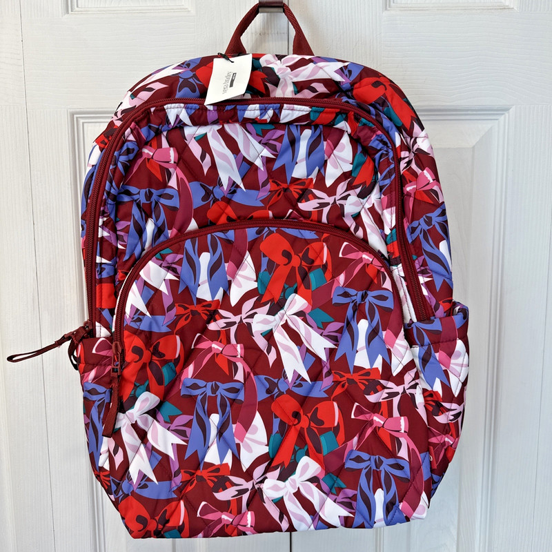 NWT Vera Bradley Essential Large Backpack Bow Show NEW School Book Bag Travel