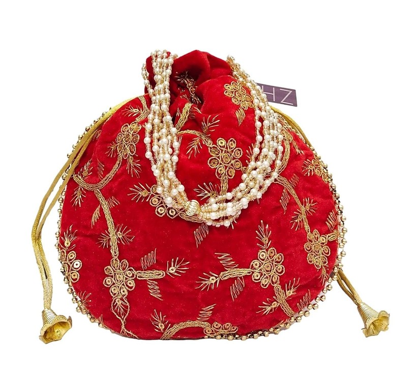 Traditional Women’s Velvet Ethnic Embroidered Potli Ladies Purse Handbag (PB.1)
