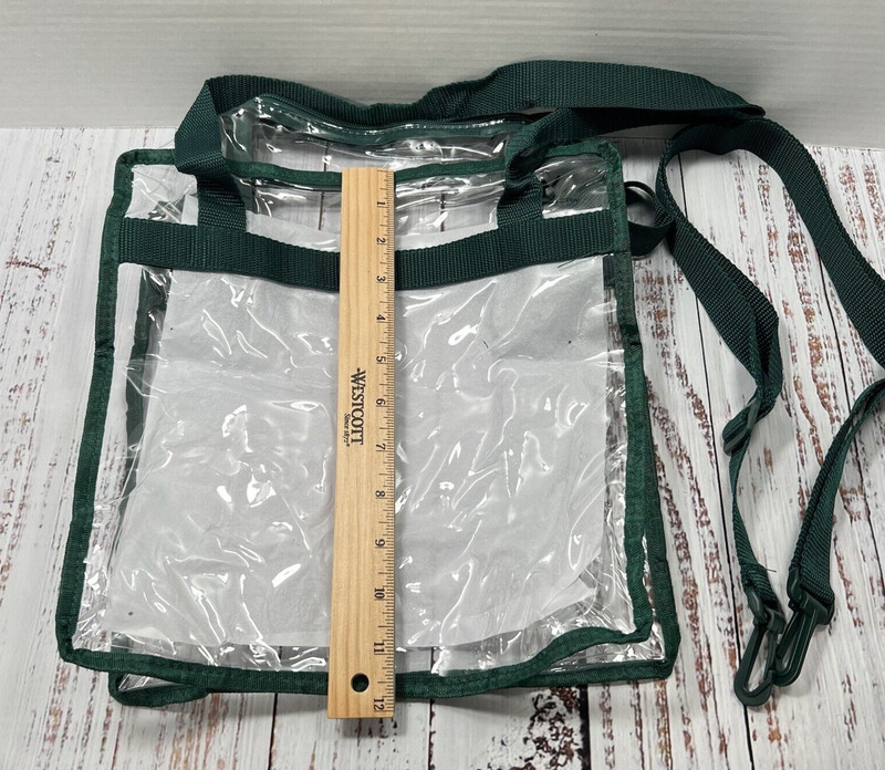 Clear Tote Bag Stadium Approved Green 12x12x6in Zipper Adjustable gallery