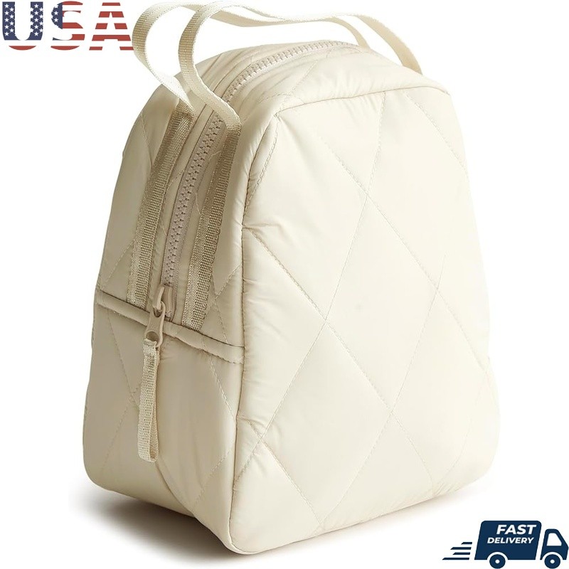 Lightweight Nylon Tote Bag W/ PEVA Lining Diamond Quilted Design Multiuse Travel