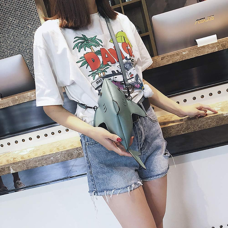 Dinosaur Shark Shoulder Bag for Women 3D Animal Novelty Purse Zipper Crossbody H gallery
