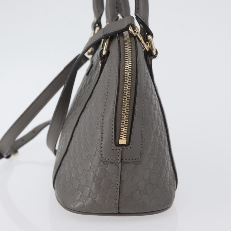 GUCCI Micro GG Canvas Guccissima Bag Leather 2way Gray Gold 449654 Auth mr2015 gallery