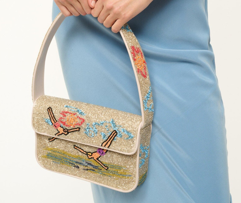 STAUD TOMMY BEADED 🌊 DIVERS SHOULDER BAG MSRP$395 Timeless Chic