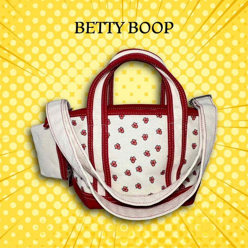 Betty Boop Love Hearts Canvas Mini Tote Bag Crossbody Y2K Coin Purse NWT gallery