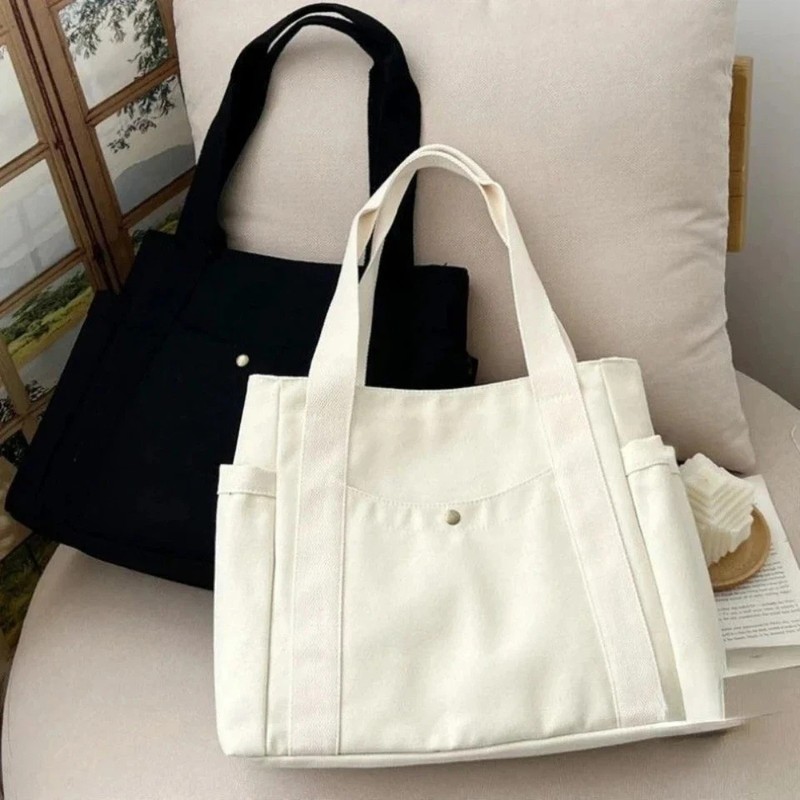 Stylish Large Canvas Tote Bag for Work, College & Daily Use - Women's Shoulder gallery