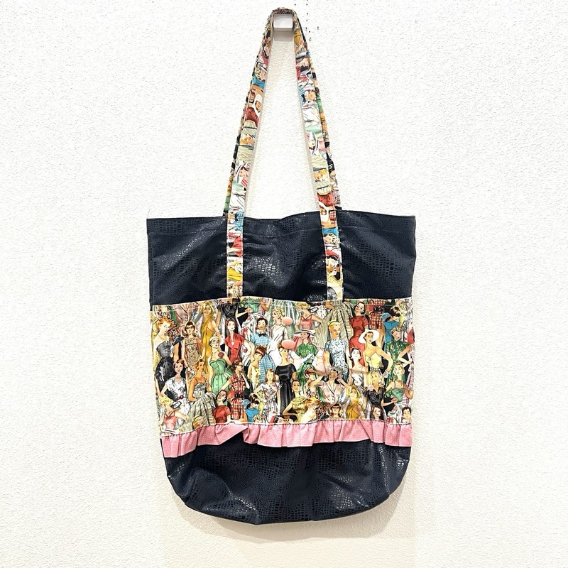 Handmade Retro Pinup Tote Bag 1950’s Simplicity Pattern Sewing Grannycore17x19