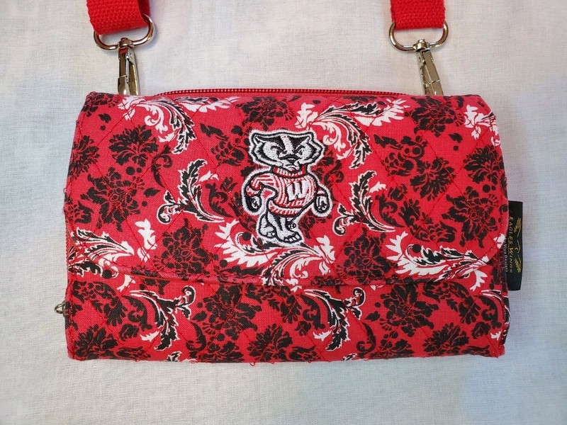 Eagles Wings Wisconsin Badgers Red Floral Cross Body Wallet Bag gallery