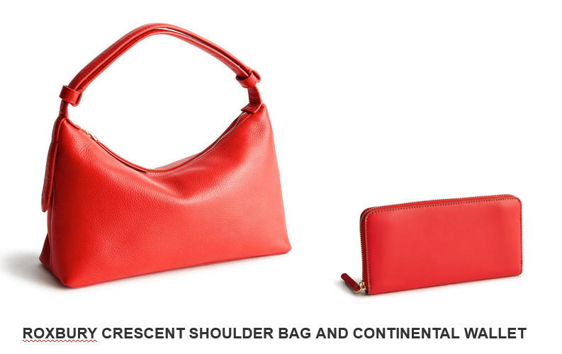 Goji Berry Red Leather Roxbury Crescent Shoulder Bag & Wallet Vera Bradley