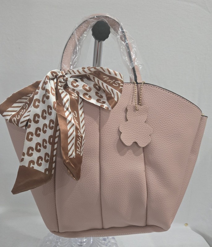 Vivatti Pink Pebbled Tote Bag Women Shoulder Purse W/ Scarf & Strap New