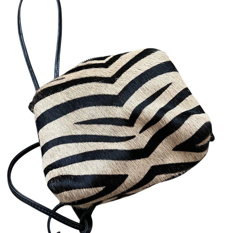 Marco Masi Zebra Shoulder Bag Purse Calf Hair Leather USED Good Condition gallery