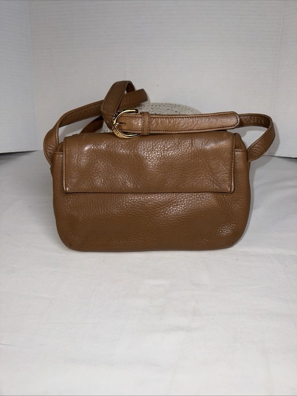 Vintage Stone Mountain 3 Compartment CB Adj.Purse Tan Outer Leather 10”X6.5”