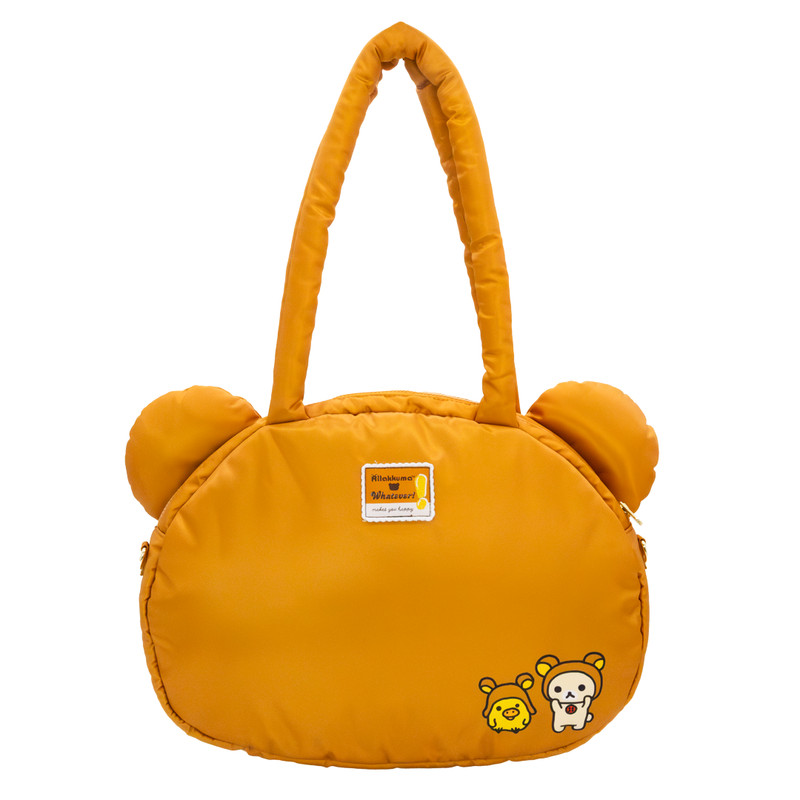 Whatever! Makes You Happy Rilakkuma Head Padded Nylon Tote Bag, NEW, FASHION gallery