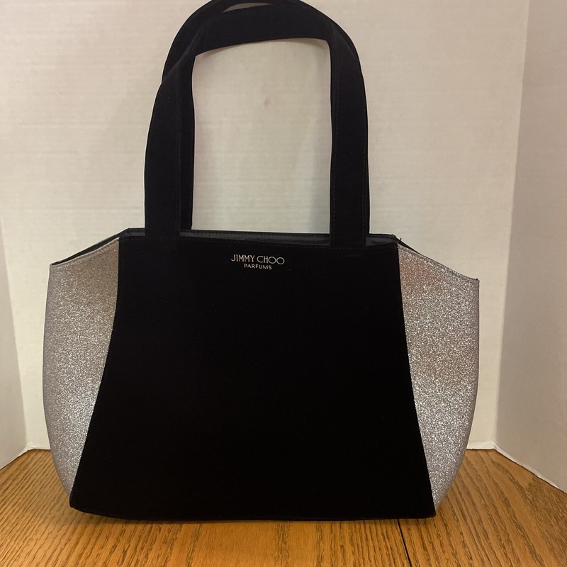 Jimmy Choo Parfums Tote Bag Black Velvet Silver Glitter Large New Without Tags