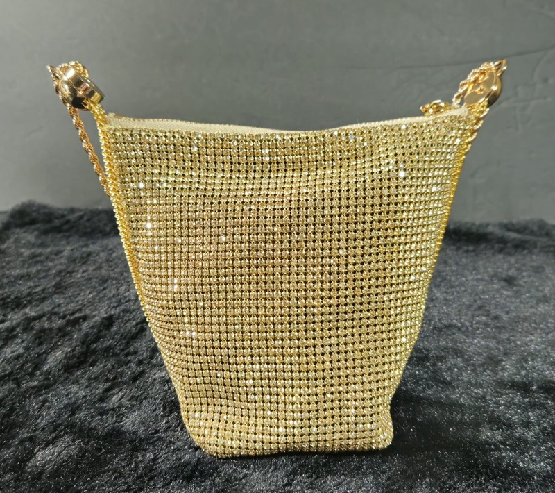 Cult Gaia Rue Wristlet Sand Dollar Gold Glass Crystal Embellished Chain Strap gallery