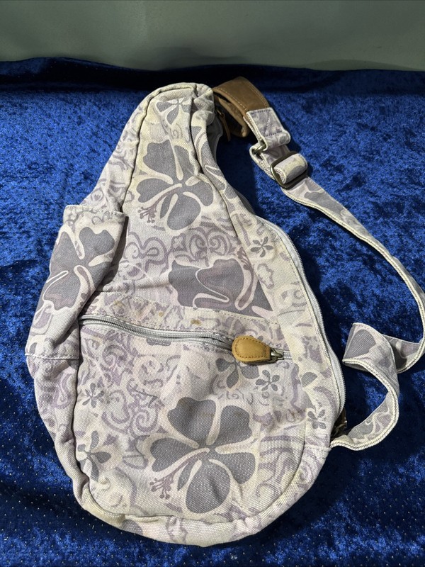 Ameribag By LL Bean - Healthy Sling - Purple Floral Canvas & Leather gallery