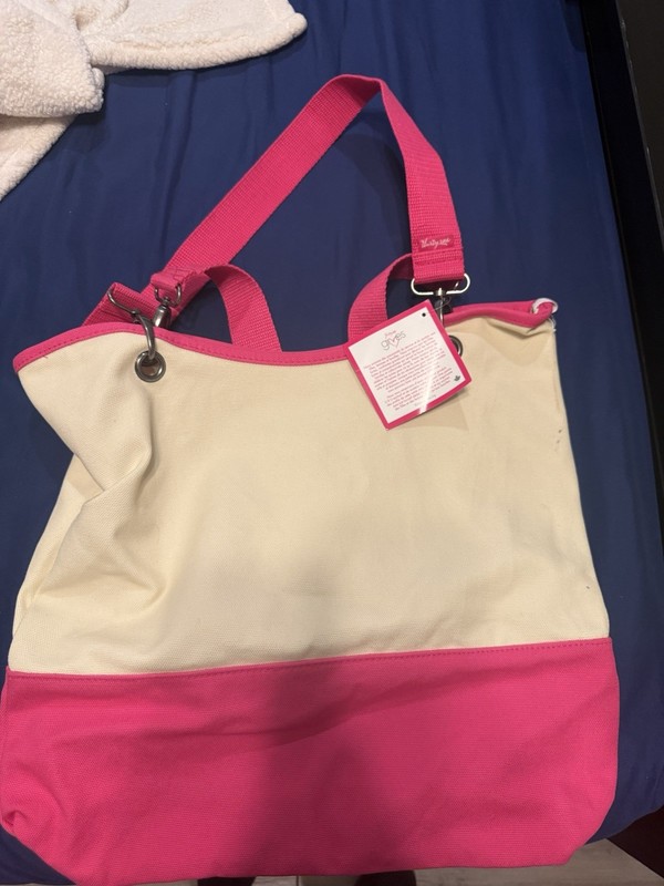 Canvas Crew by Thirty One tote bag Pink/Cream
