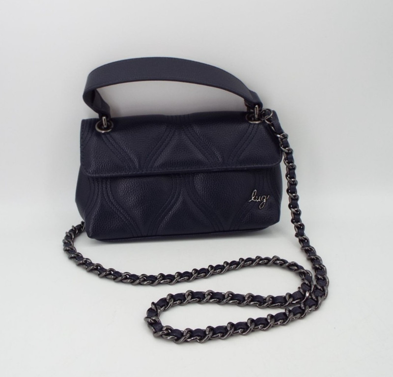 Lug Cadence Mini Classic Blue Top Handle Crossbody Bag Chain Strap Vegan Leather