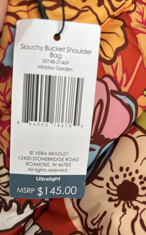 Vera Bradley Outlet Slouchy Bucket Shoulder Bag Midday Garden NWT gallery