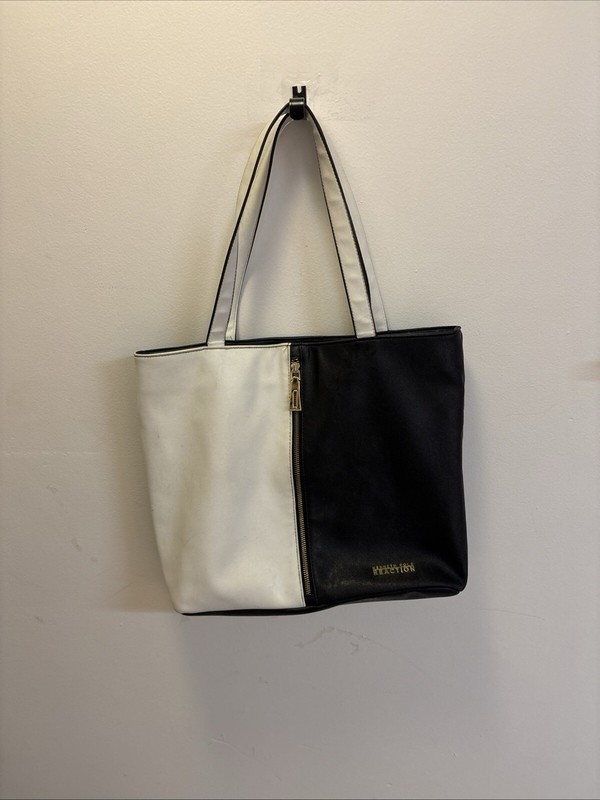 Kenneth Cole Reaction Purse Satchel Bag – White & Black W/ Zipper #25932