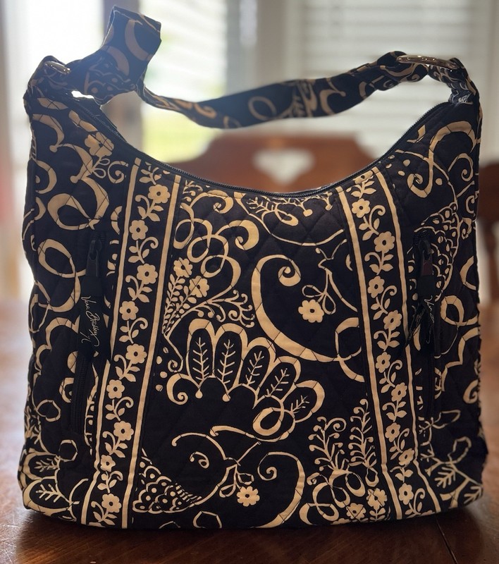 Vera Bradley Hobo Bag Twirly Birds Navy Blue Purse Retired 2010 Preppy Classic