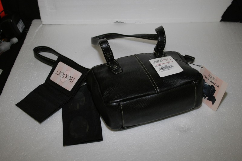 Buxton Madison Mini Tote Handbag The Maddie black checkbook credit card holder
