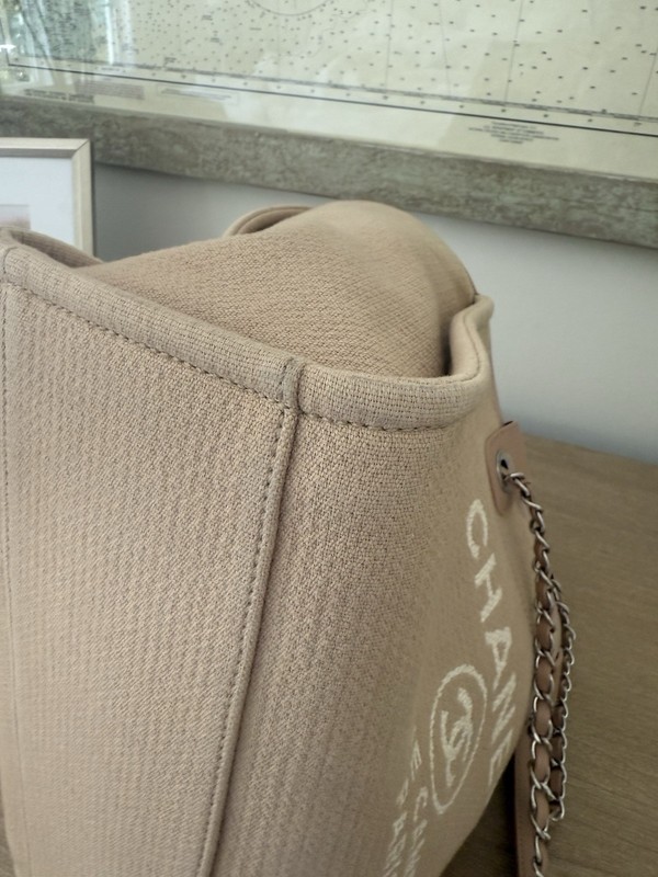 Authentic Chanel Mixed Fibers Medium Deauville Tote Beige gallery